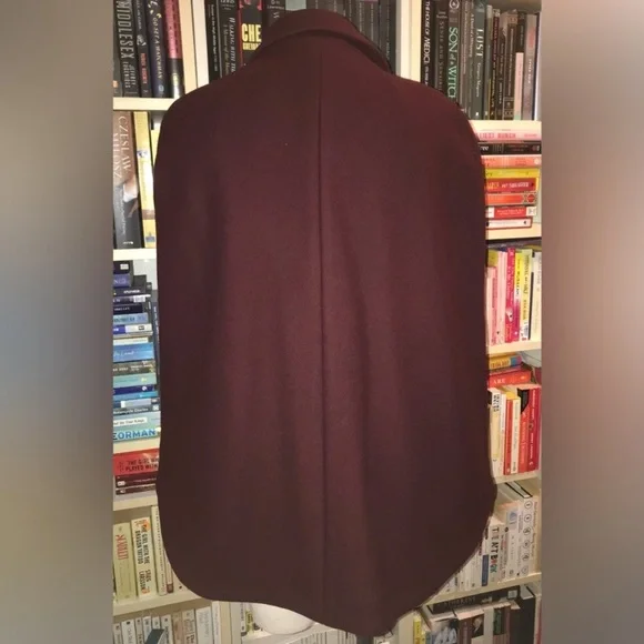 The Kooples Burgundy Moto Cape Coat Jacket - Picture 6 of 16